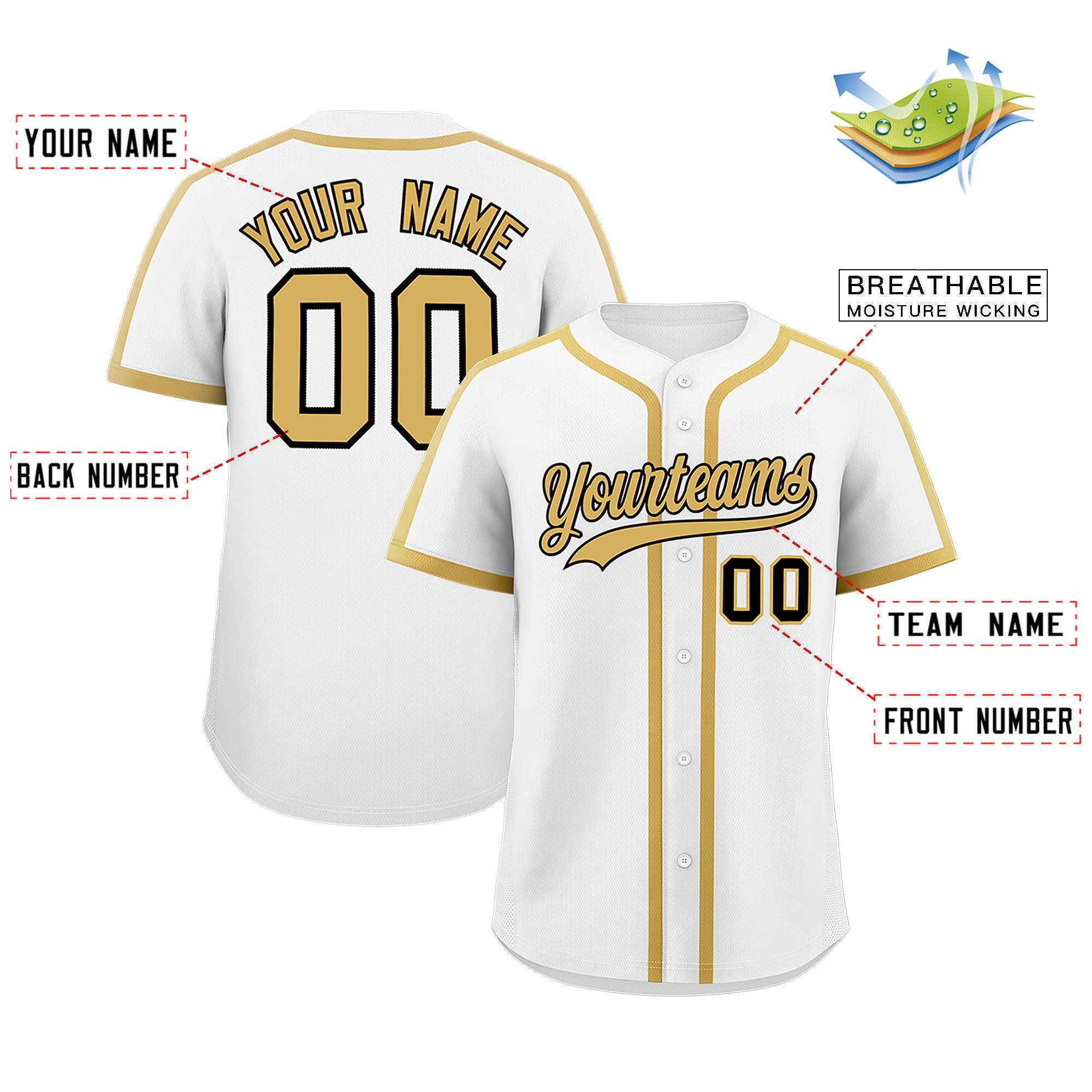 Custom White Khaki Personalized Classic Authentic Baseball Jersey