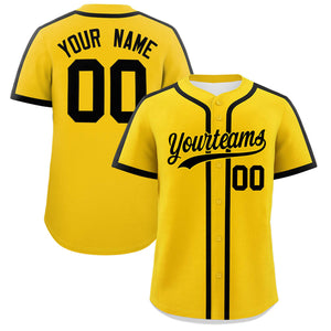 Custom Gold Black Personalized Classic Authentic Baseball Jersey