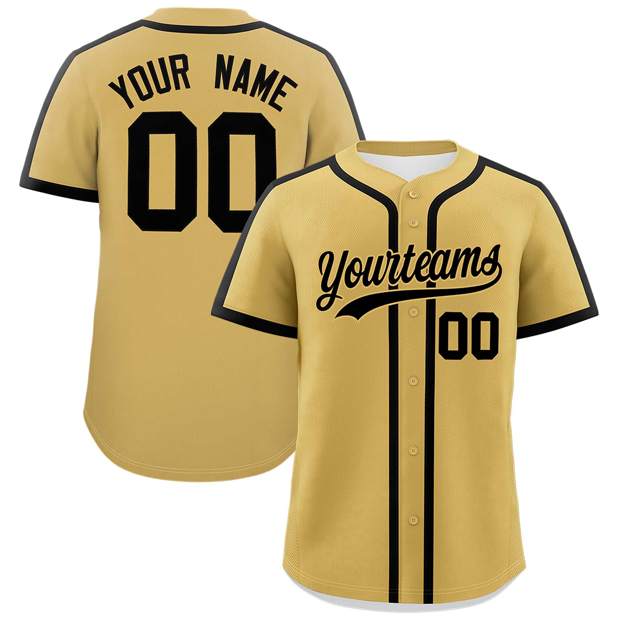 Custom Old Gold Black Personalized Classic Authentic Baseball Jersey