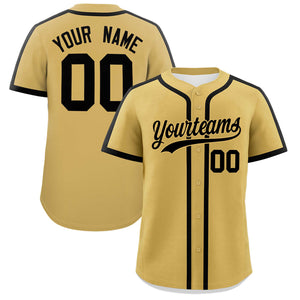 Custom Old Gold Black Personalized Classic Authentic Baseball Jersey