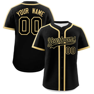 Custom Black Old Gold Personalized Classic Authentic Baseball Jersey