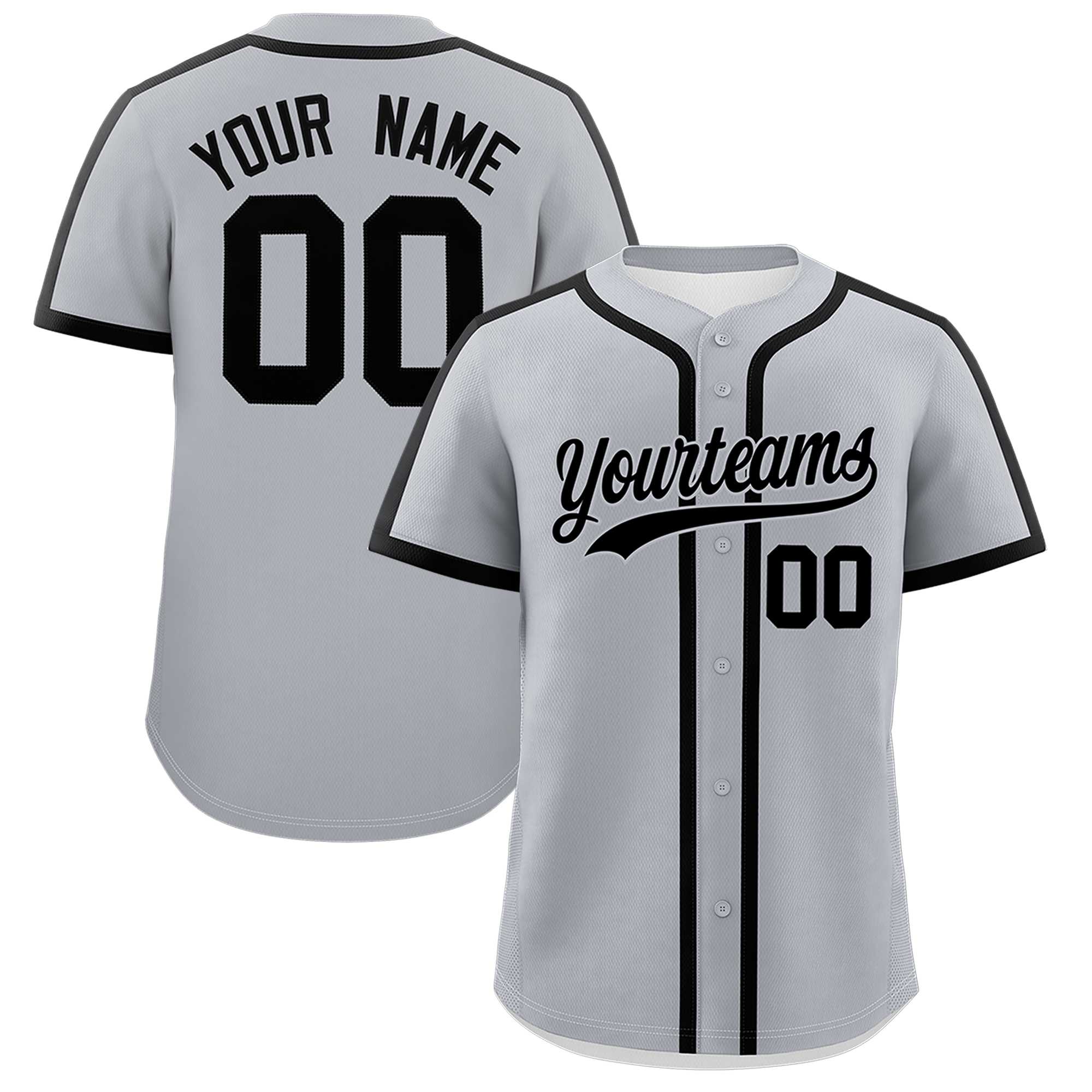 Custom Gray Black Personalized Classic Authentic Baseball Jersey