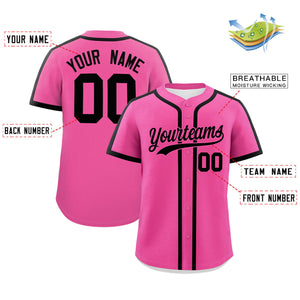 Custom Pink Black Personalized Classic Authentic Baseball Jersey