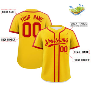 Custom Gold Red Personalized Classic Authentic Baseball Jersey