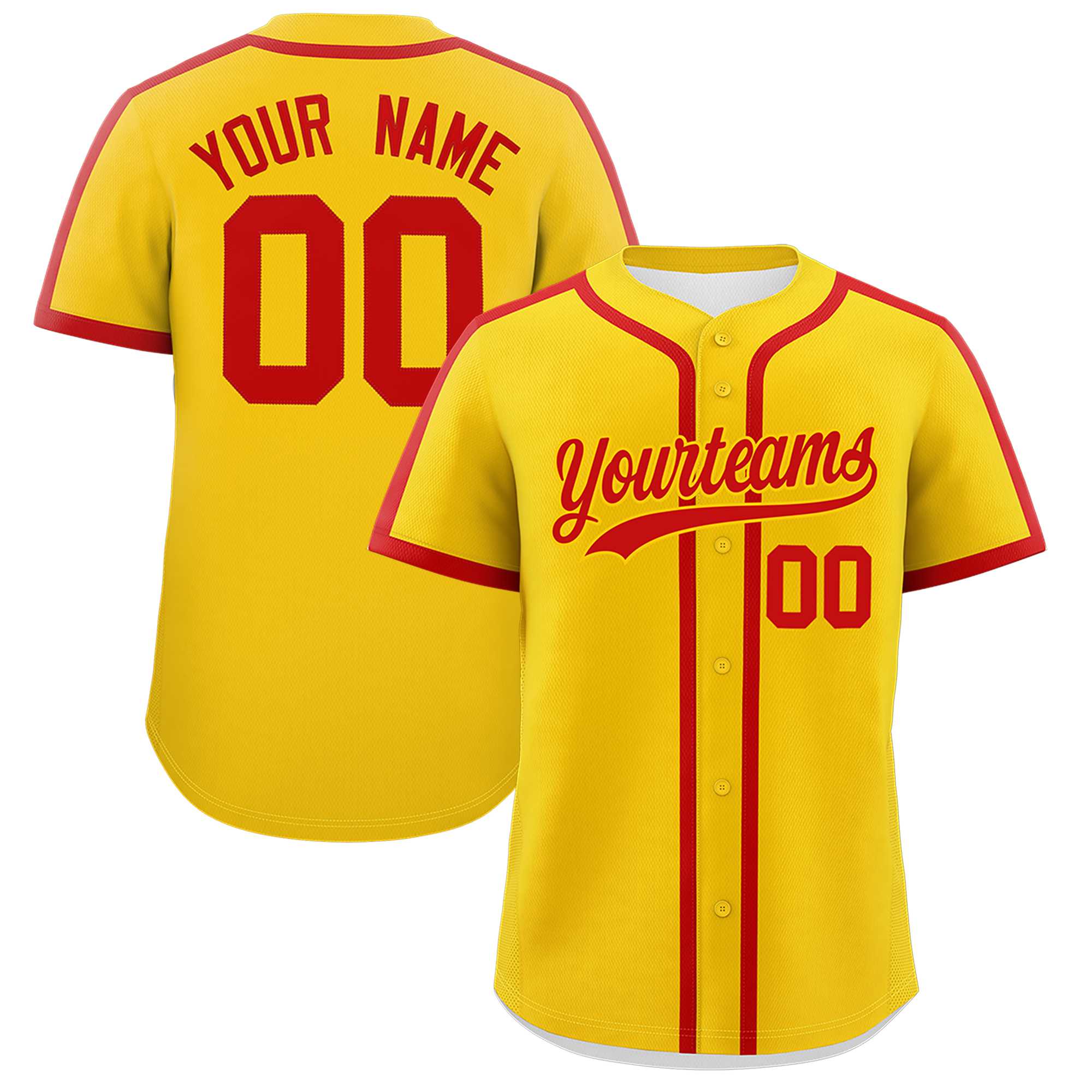 Custom Gold Red Personalized Classic Authentic Baseball Jersey