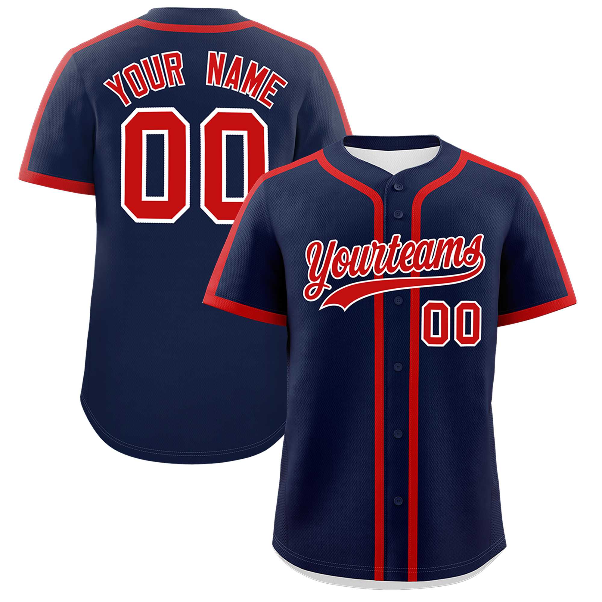 Custom Navy Red Personalized Classic Authentic Baseball Jersey