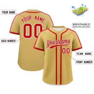 Custom Old Gold Red Personalized Classic Authentic Baseball Jersey