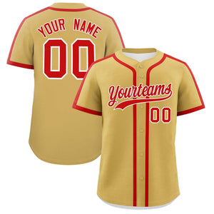 Custom Old Gold Red Personalized Classic Authentic Baseball Jersey