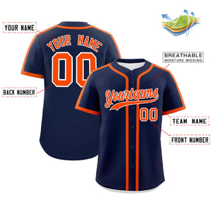 Custom Navy Orange Personalized Classic Authentic Baseball Jersey