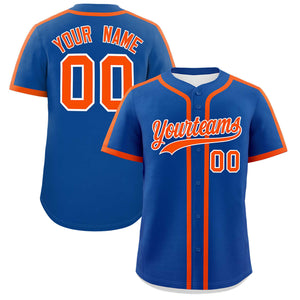 Custom Royal Orange Personalized Classic Authentic Baseball Jersey