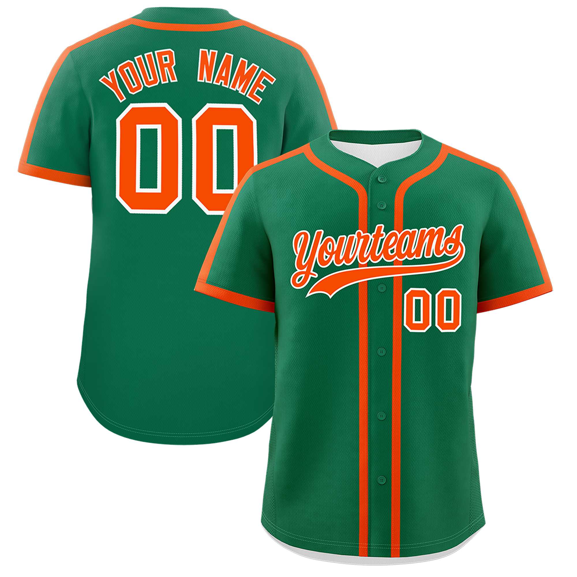 Custom Kelly Green Orange Personalized Classic Authentic Baseball Jersey