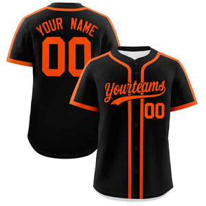 Custom Black Orange Personalized Classic Authentic Baseball Jersey