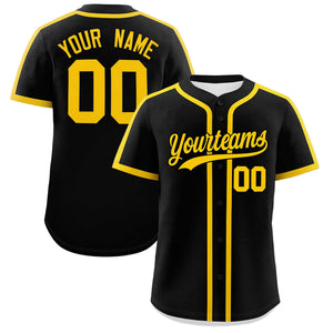 Custom Black Gold Personalized Classic Authentic Baseball Jersey