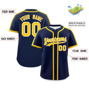 Custom Navy Gold Personalized Classic Authentic Baseball Jersey