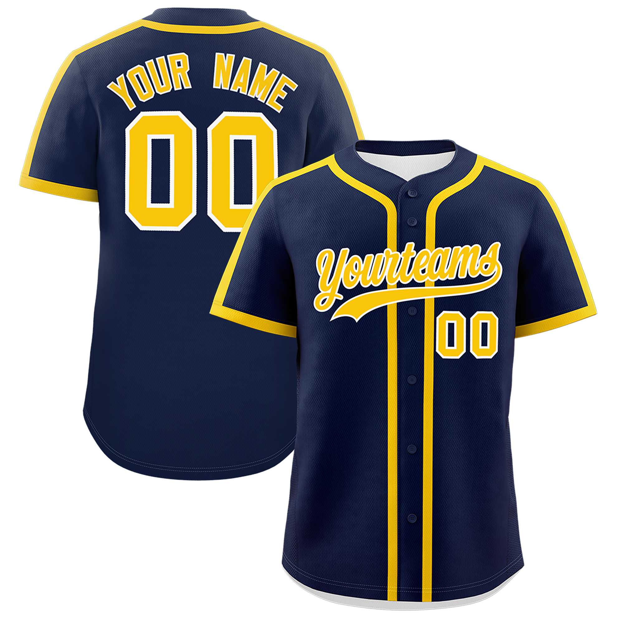 Custom Navy Gold Personalized Classic Authentic Baseball Jersey