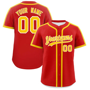 Custom Red Gold Personalized Classic Authentic Baseball Jersey