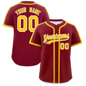 Custom Crimson Gold Personalized Classic Authentic Baseball Jersey