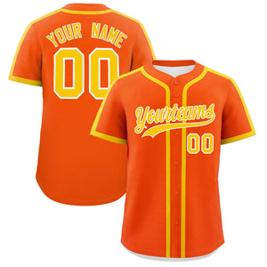 Custom Orange Gold Personalized Classic Authentic Baseball Jersey