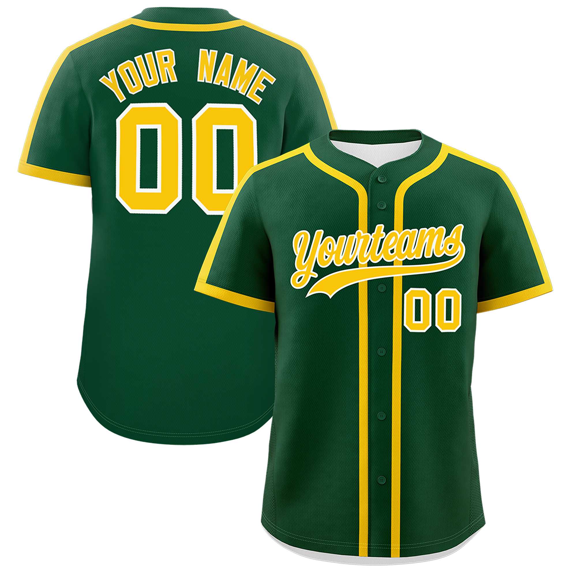 Custom Kelly Green Gold Personalized Classic Authentic Baseball Jersey