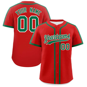 Custom Red Kelly Green Personalized Classic Authentic Baseball Jersey