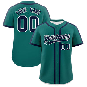 Custom Aqua Navy Personalized Classic Authentic Baseball Jersey