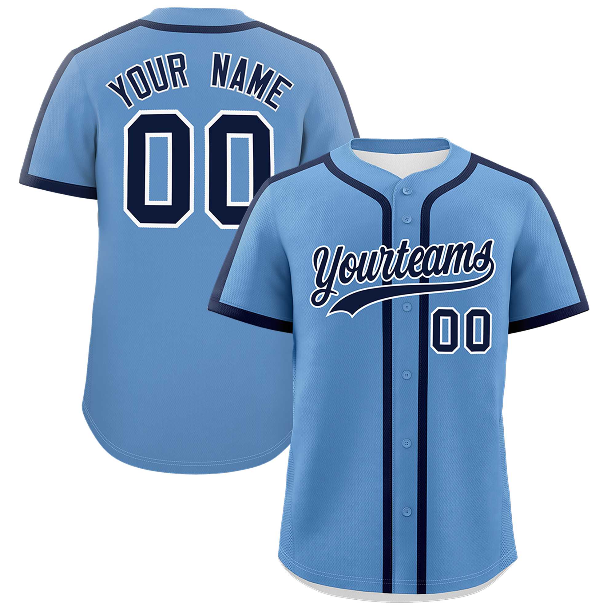 Custom Light Blue Navy Personalized Classic Authentic Baseball Jersey