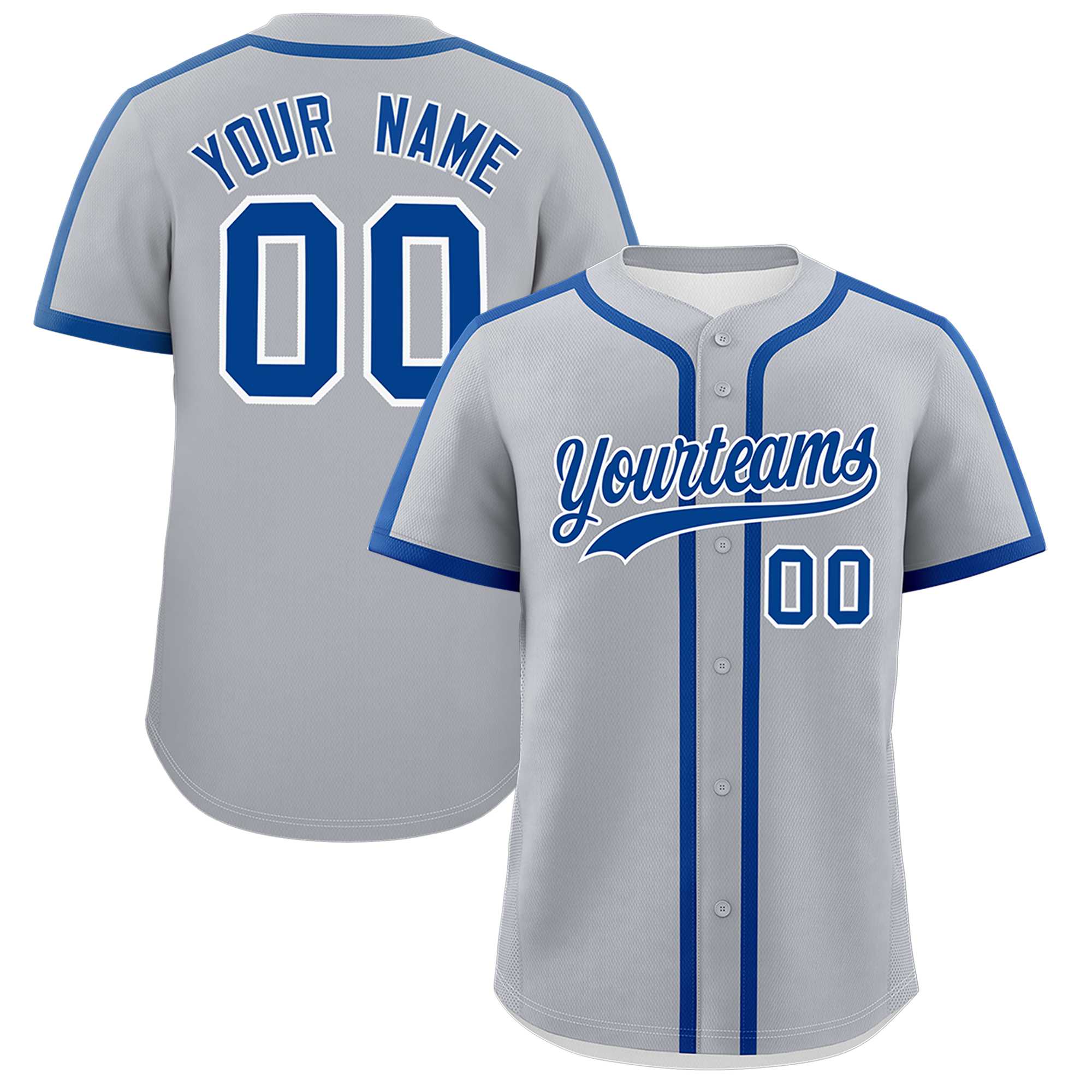 Custom Gray Royal Personalized Classic Authentic Baseball Jersey