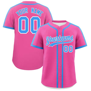 Custom Pink Powder Blue Personalized Classic Authentic Baseball Jersey