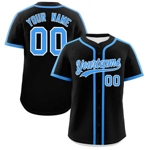 Custom Black Powder Blue Personalized Classic Authentic Baseball Jersey