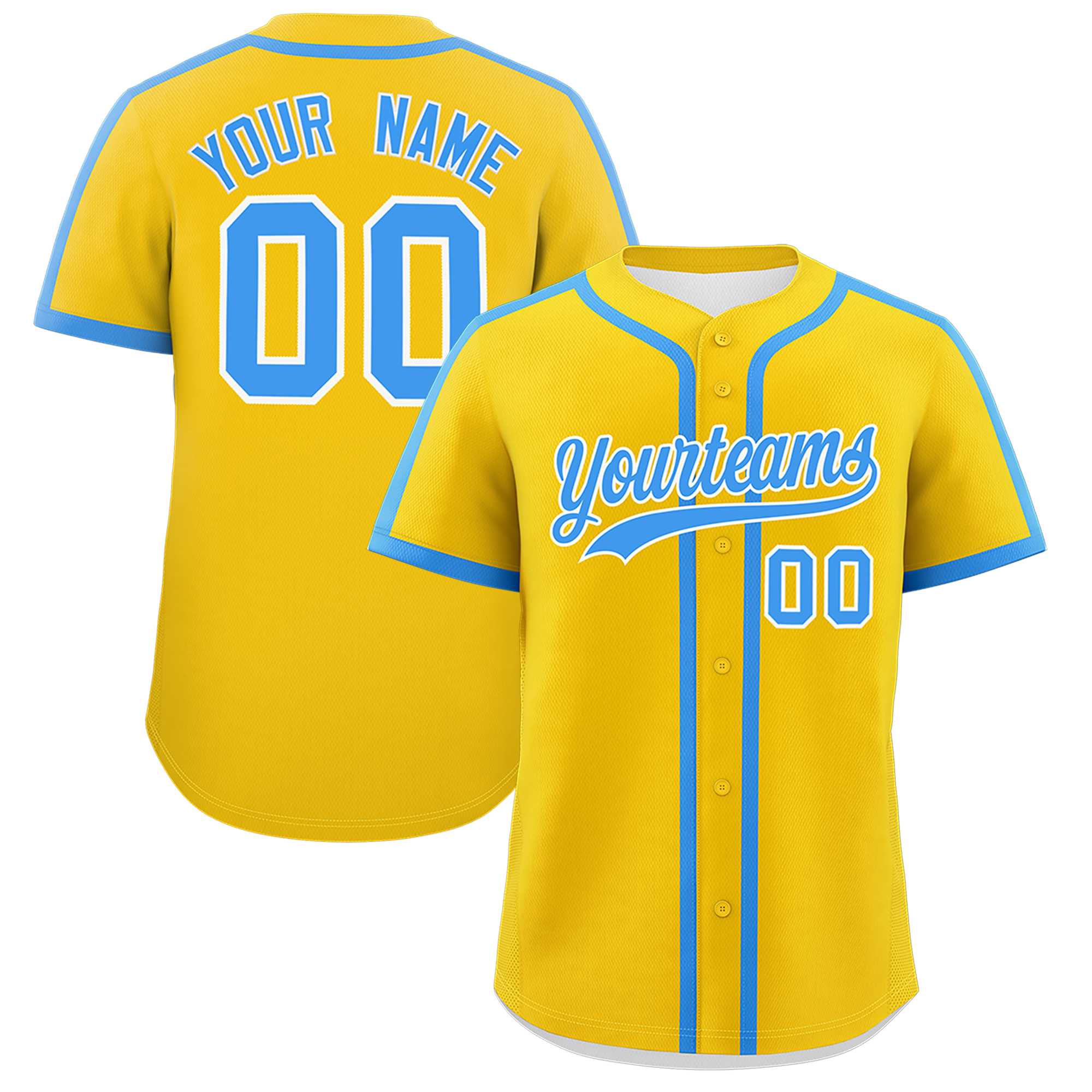 Custom Gold Powder Blue Personalized Classic Authentic Baseball Jersey