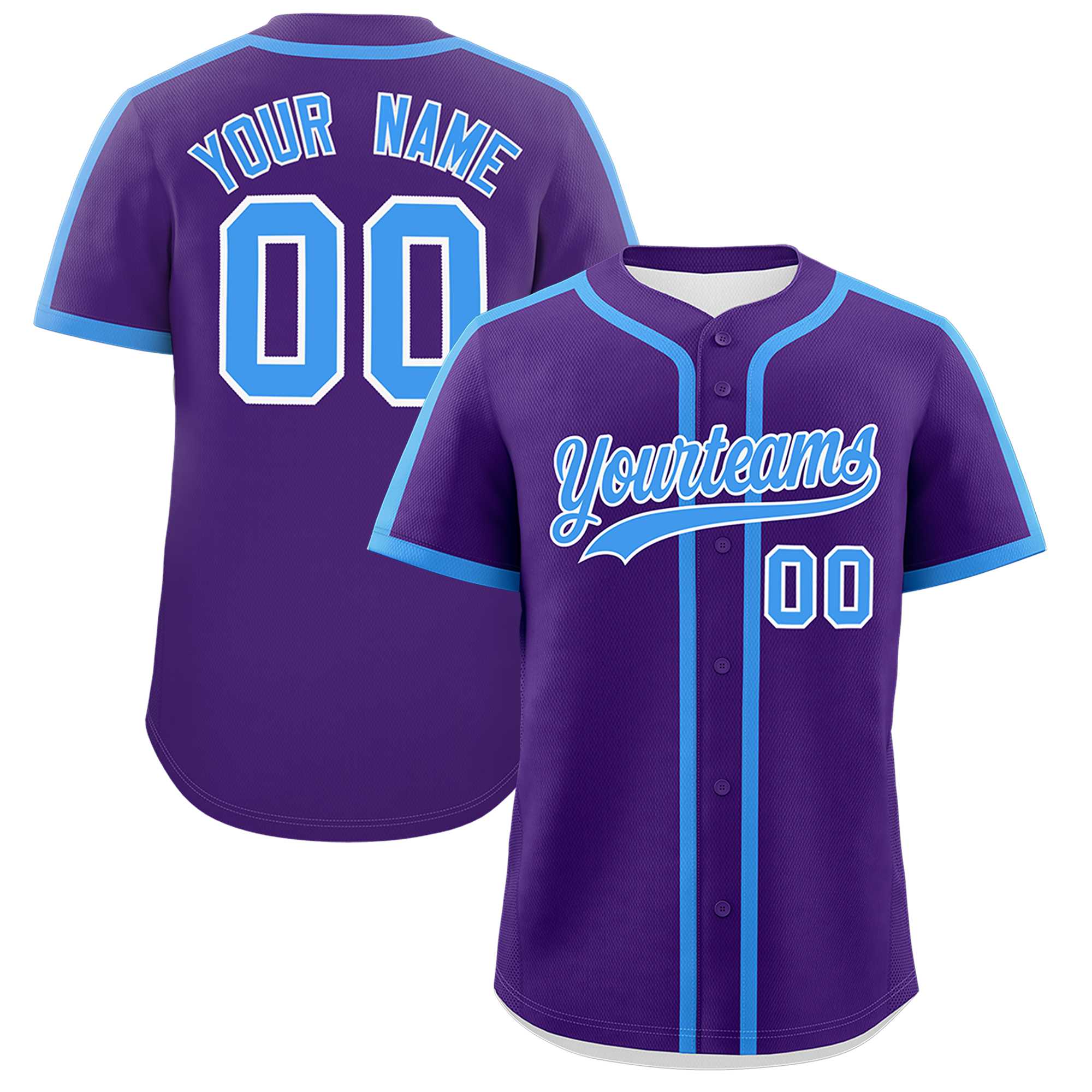 Custom Purple Powder Blue Personalized Classic Authentic Baseball Jersey