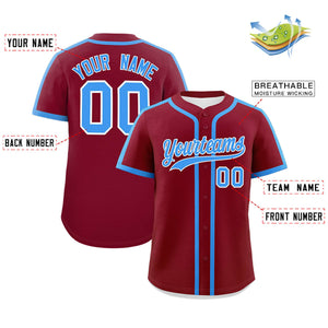 Custom Crimson Powder Blue Personalized Classic Authentic Baseball Jersey