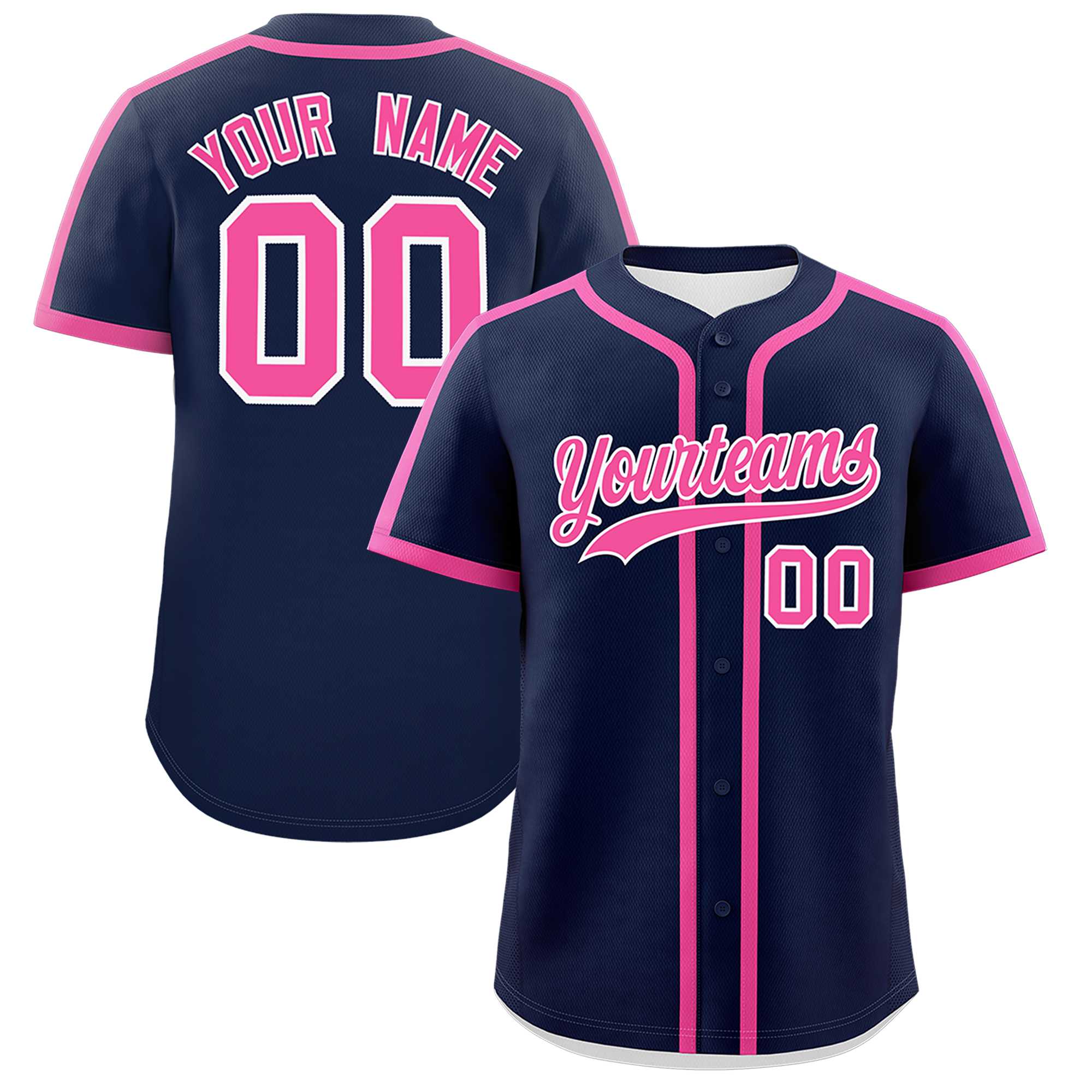 Custom Navy Pink Personalized Classic Authentic Baseball Jersey