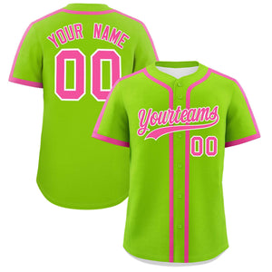 Custom Neon Green Pink Personalized Classic Authentic Baseball Jersey