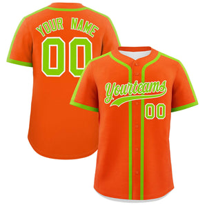 Custom Orange Neon Green Personalized Classic Authentic Baseball Jersey