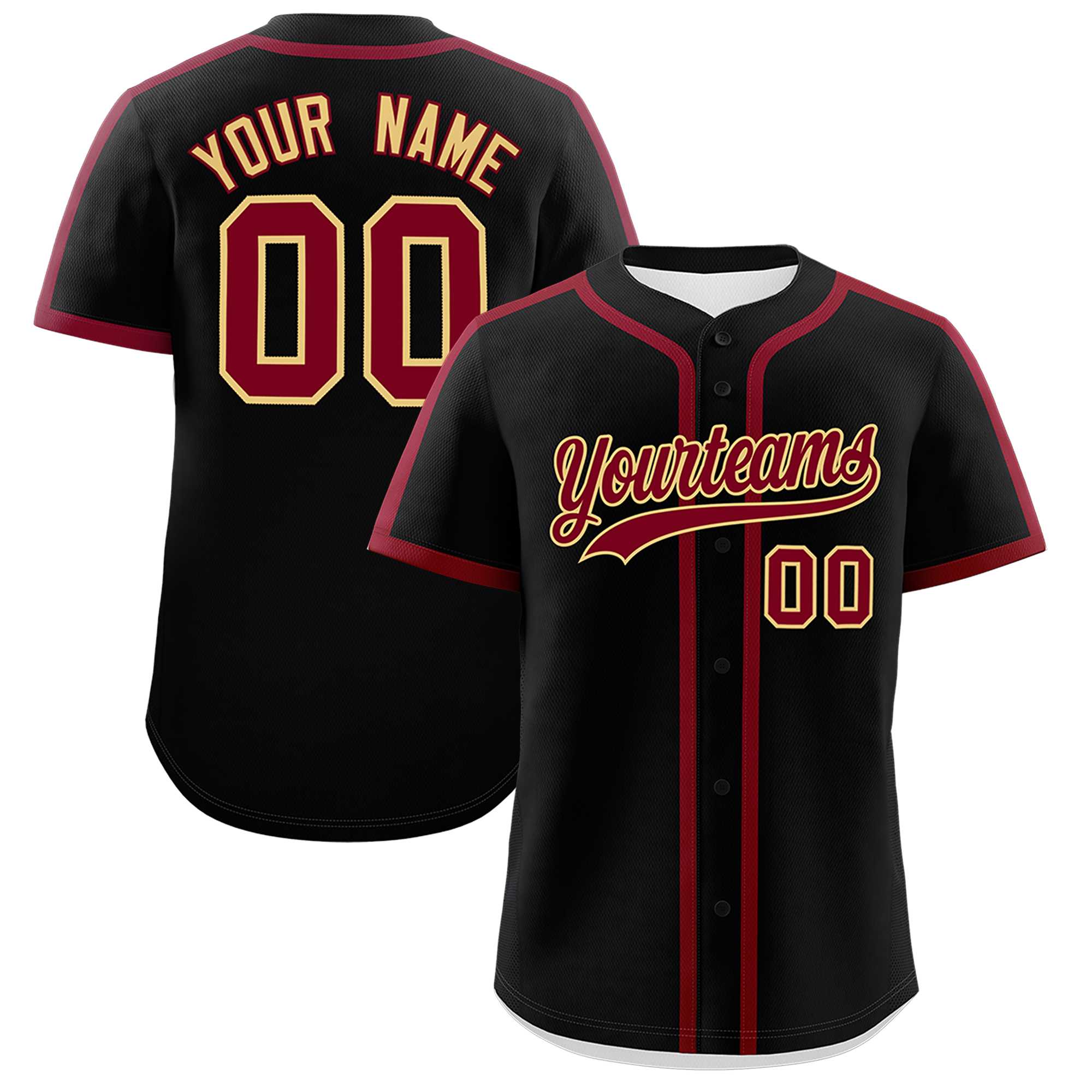 Custom Black Crimson Personalized Classic Authentic Baseball Jersey