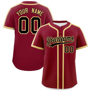 Custom Crimson Khaki Personalized Classic Authentic Baseball Jersey