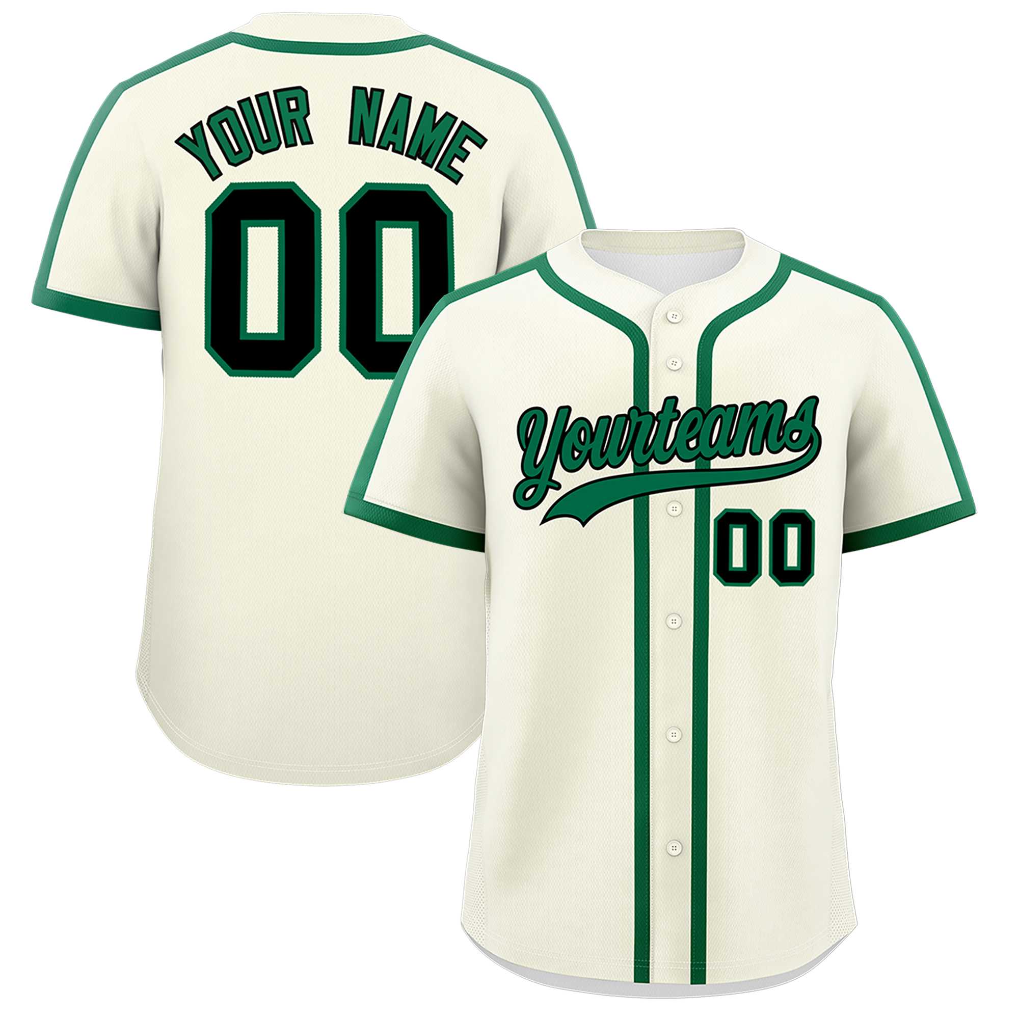 Custom Cream Kelly Green Personalized Classic Authentic Baseball Jersey