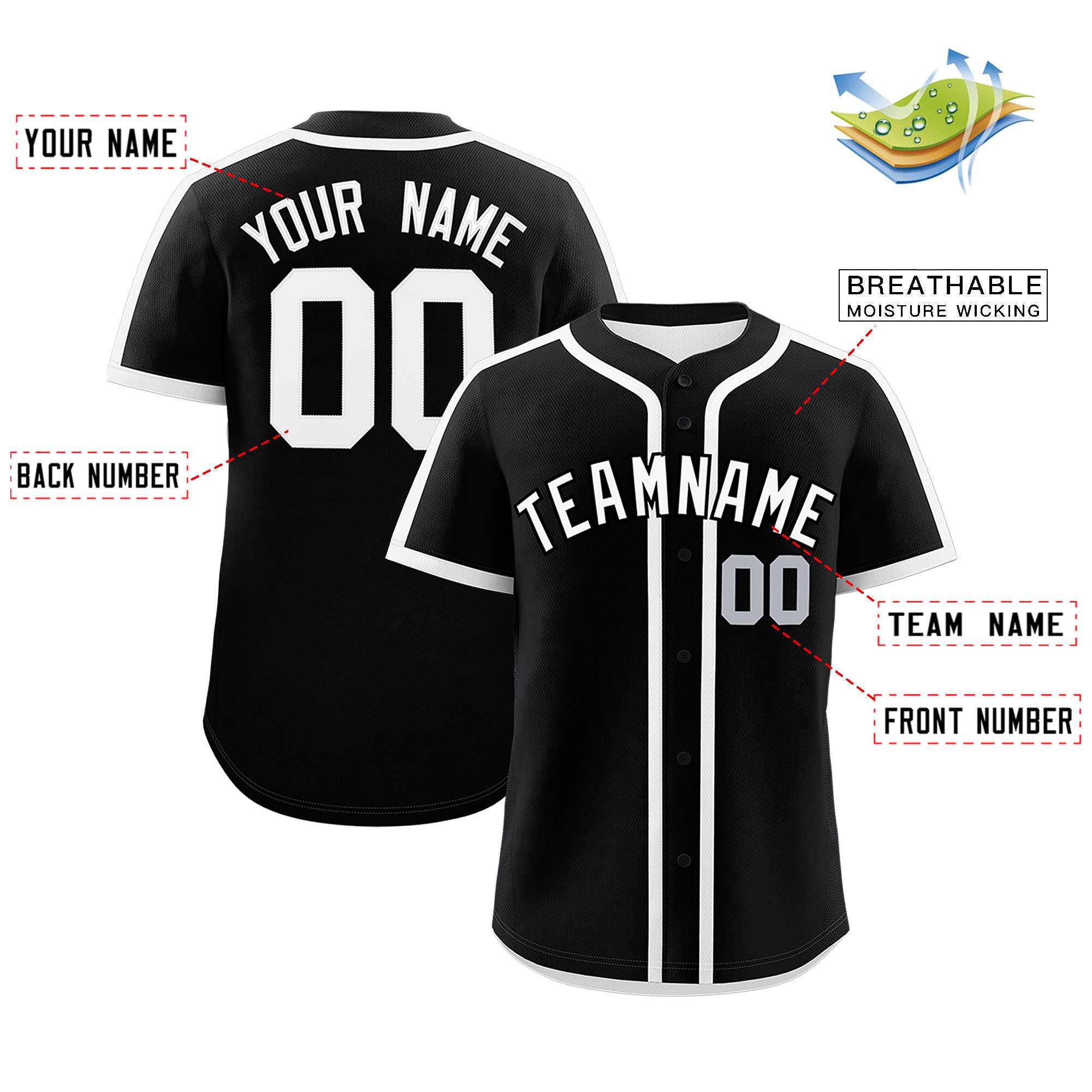 Custom Black White Personalized Classic Authentic Baseball Jersey