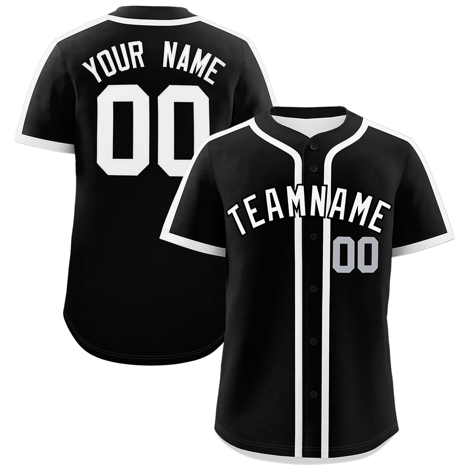 Custom Black White Personalized Classic Authentic Baseball Jersey