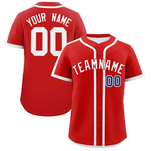 Custom Red White Personalized Classic Authentic Baseball Jersey