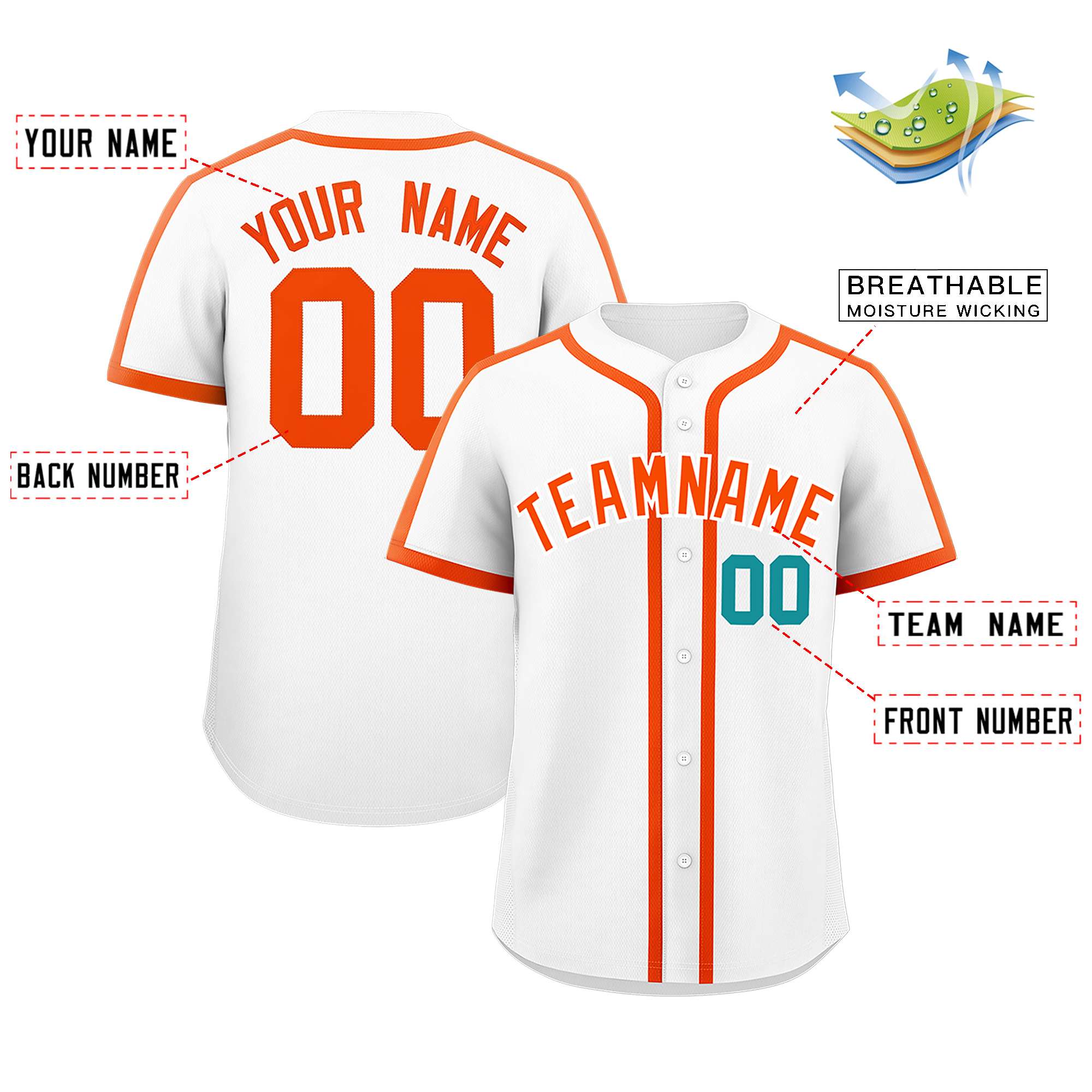 Custom White Orange Personalized Classic Authentic Baseball Jersey