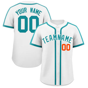 Custom White Aqua Personalized Classic Authentic Baseball Jersey