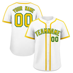 Custom White Gold Personalized Classic Authentic Baseball Jersey