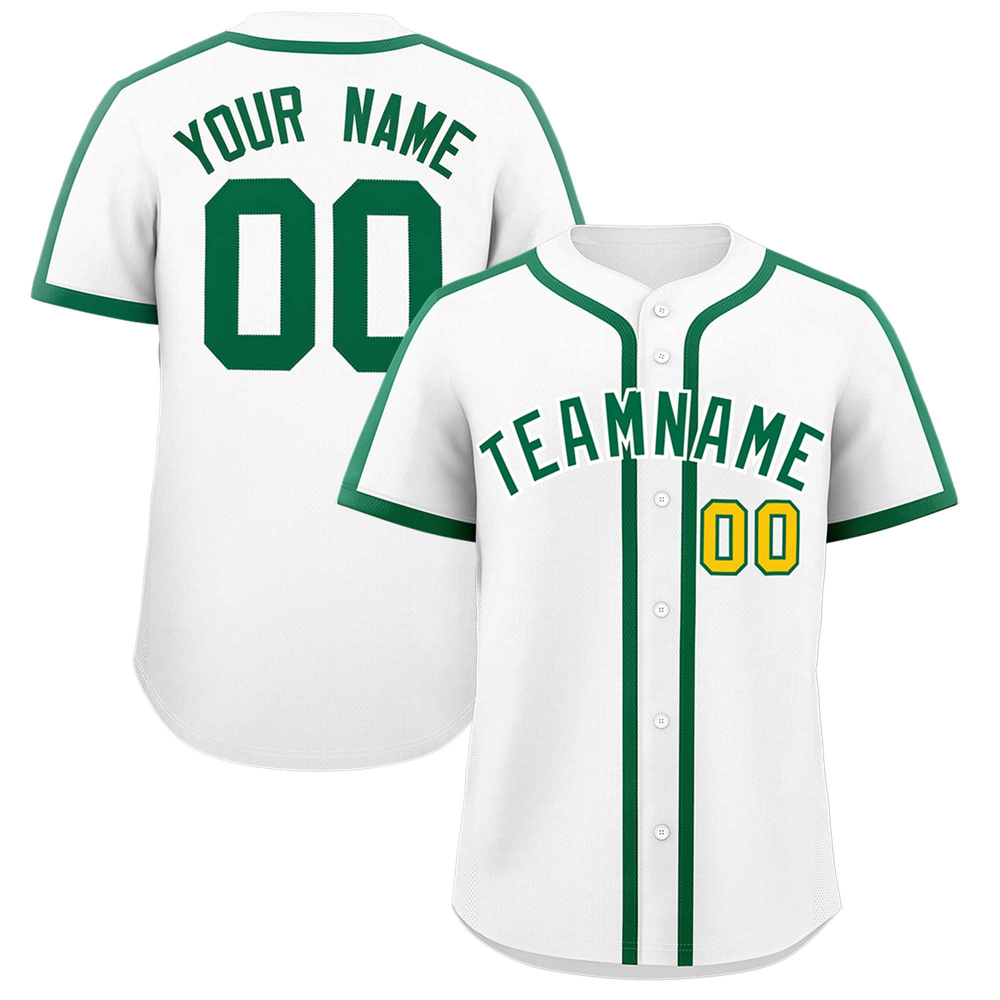 Custom White Kelly Green Personalized Classic Authentic Baseball Jersey