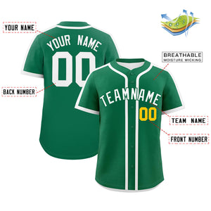 Custom Kelly Green White Personalized Classic Authentic Baseball Jersey