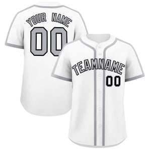 Custom White Gray Personalized Classic Authentic Baseball Jersey