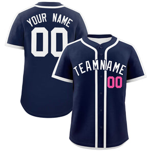 Custom Navy White Personalized Classic Authentic Baseball Jersey