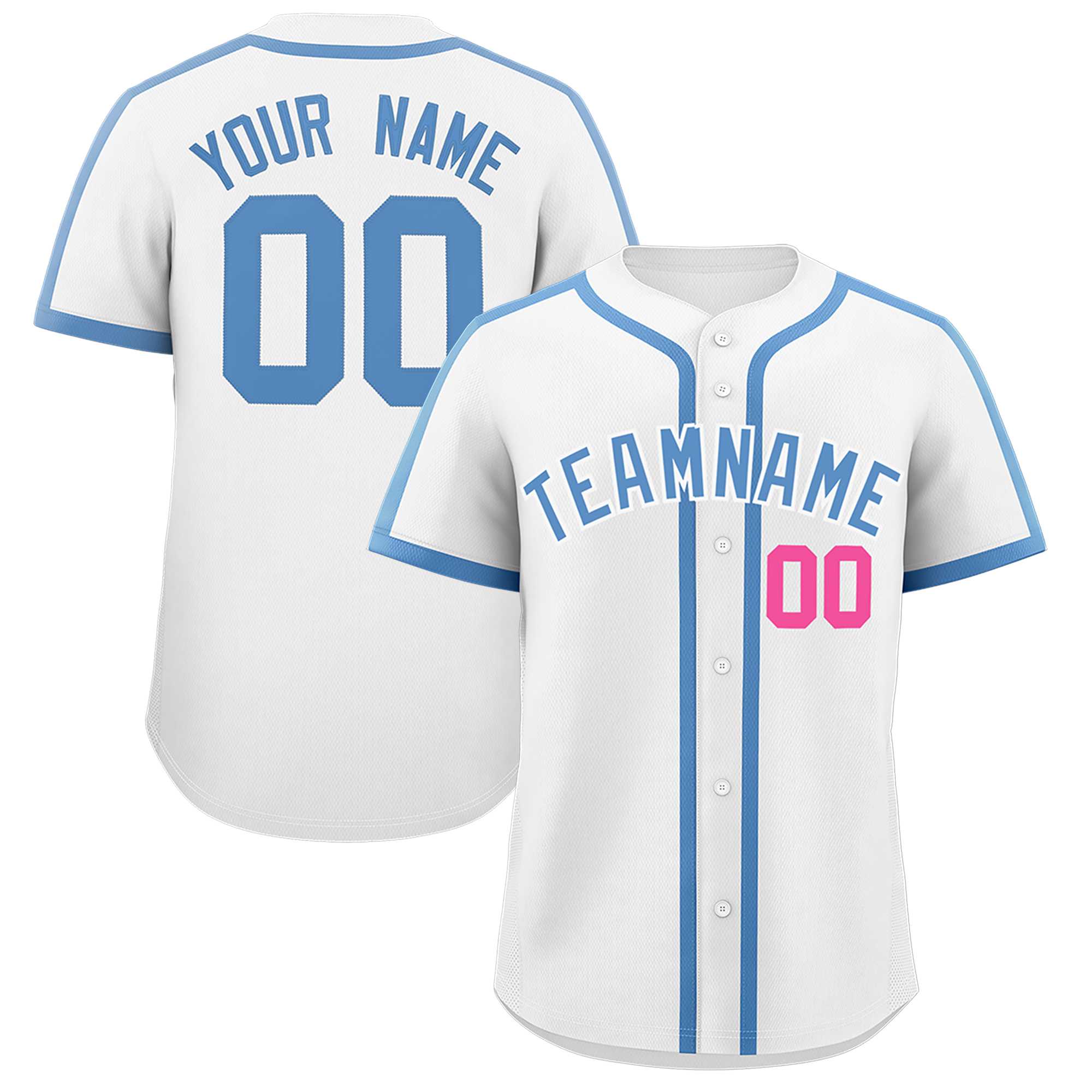 Custom White Light Blue Personalized Classic Authentic Baseball Jersey