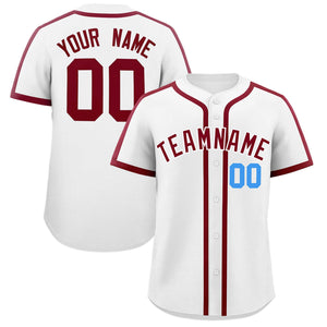 Custom White Crimson Personalized Classic Authentic Baseball Jersey